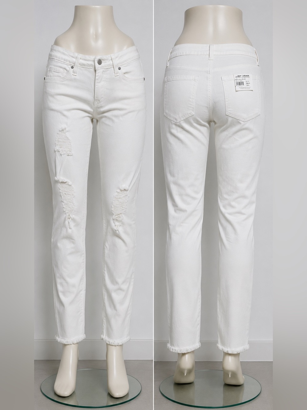 J Brand Low Rise Distressed Fray Hem Skinny Jeans White Size 26